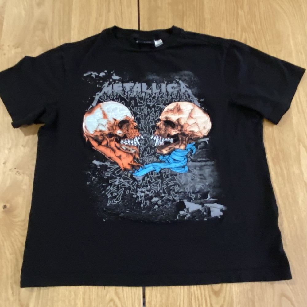 Metallica Skulls T-Shirt Mens Small‎ PuShead Graphic H&M Band Concert Metal